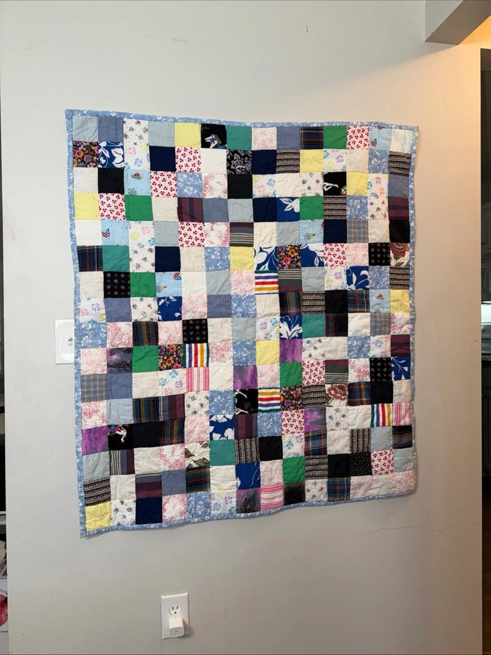 Patchwork Quilted Throw - Multicolor Square Design 40x46